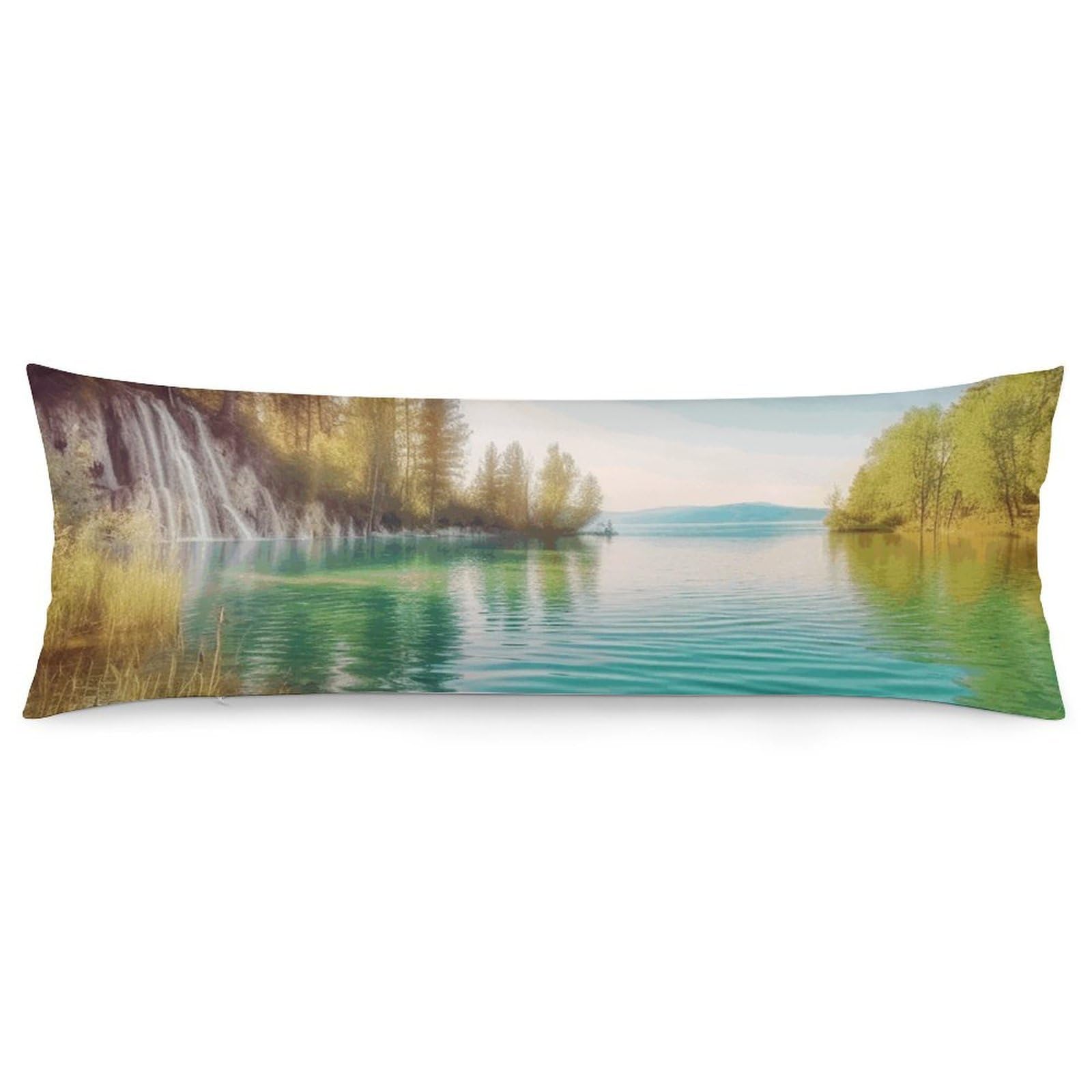 2 Pack Pillow Cases for Hair and Skin, Soft Breathable Pillow Case Covers with Hidden Zipper, Clean Water and Lake Landscape Pillowcase 20"x54" Pillow Covers for Sleeping Gift