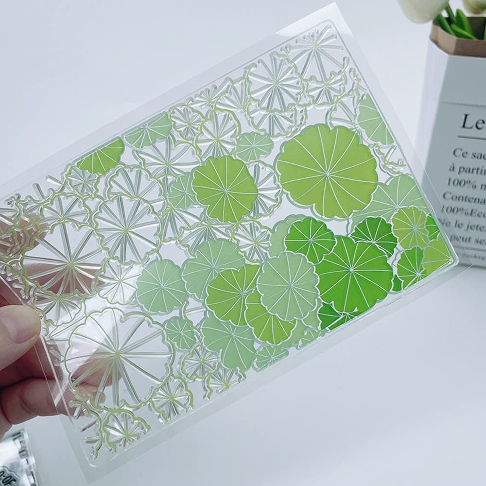 Sello transparente de silicona transparente con fondo de hoja de loto verde, sello de goma para hacer tarjetas, decoración y álbumes de recortes