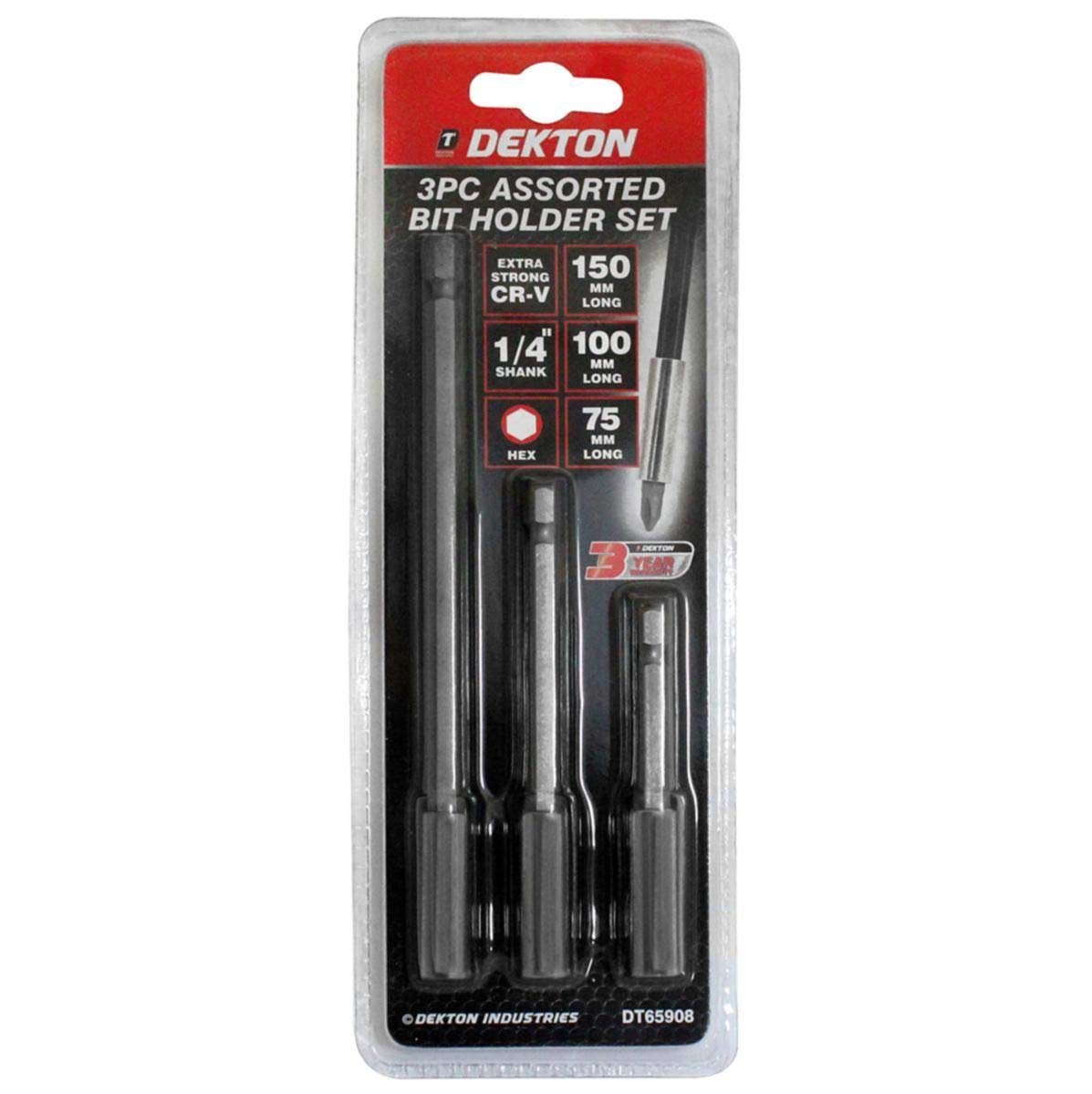 Dekton 3Pc Bit Holder 150mm100mm And 75mm,1/4" Hex Shank from B&Q