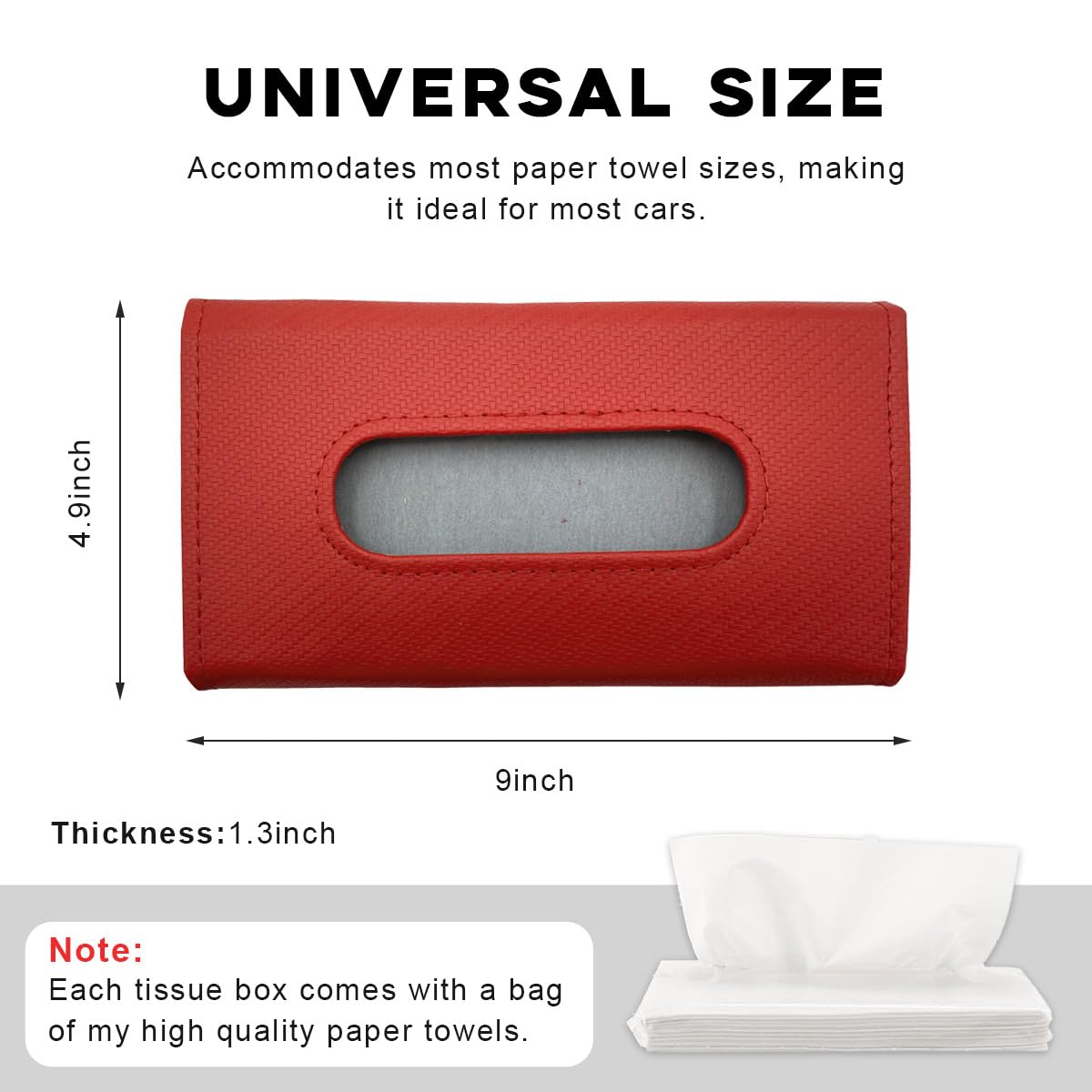 Suvnie Car Tissue Holder, Leather Auto Sun Visor Napkin Holder Mask Dispenser, Universal Vehicle Tissue Case Holder for Visor & Backseat, Interior Car Accessories for SUV Truck (Red, Carbon Fiber)