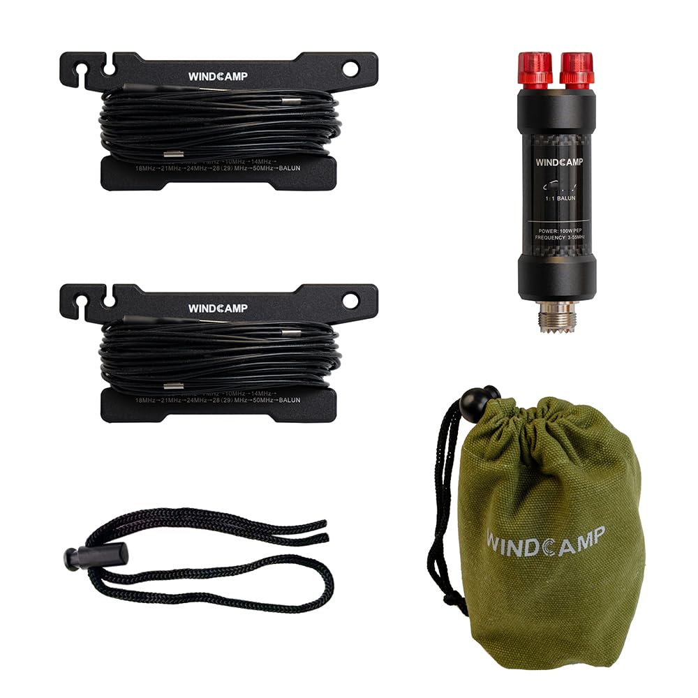 5-50MHz Coil Dipolantenne Schwarz Amateurfunk HF Tragbar 100W PEP mit Khaki Canvas Tasche 9-Band Markierung Einstellbar
