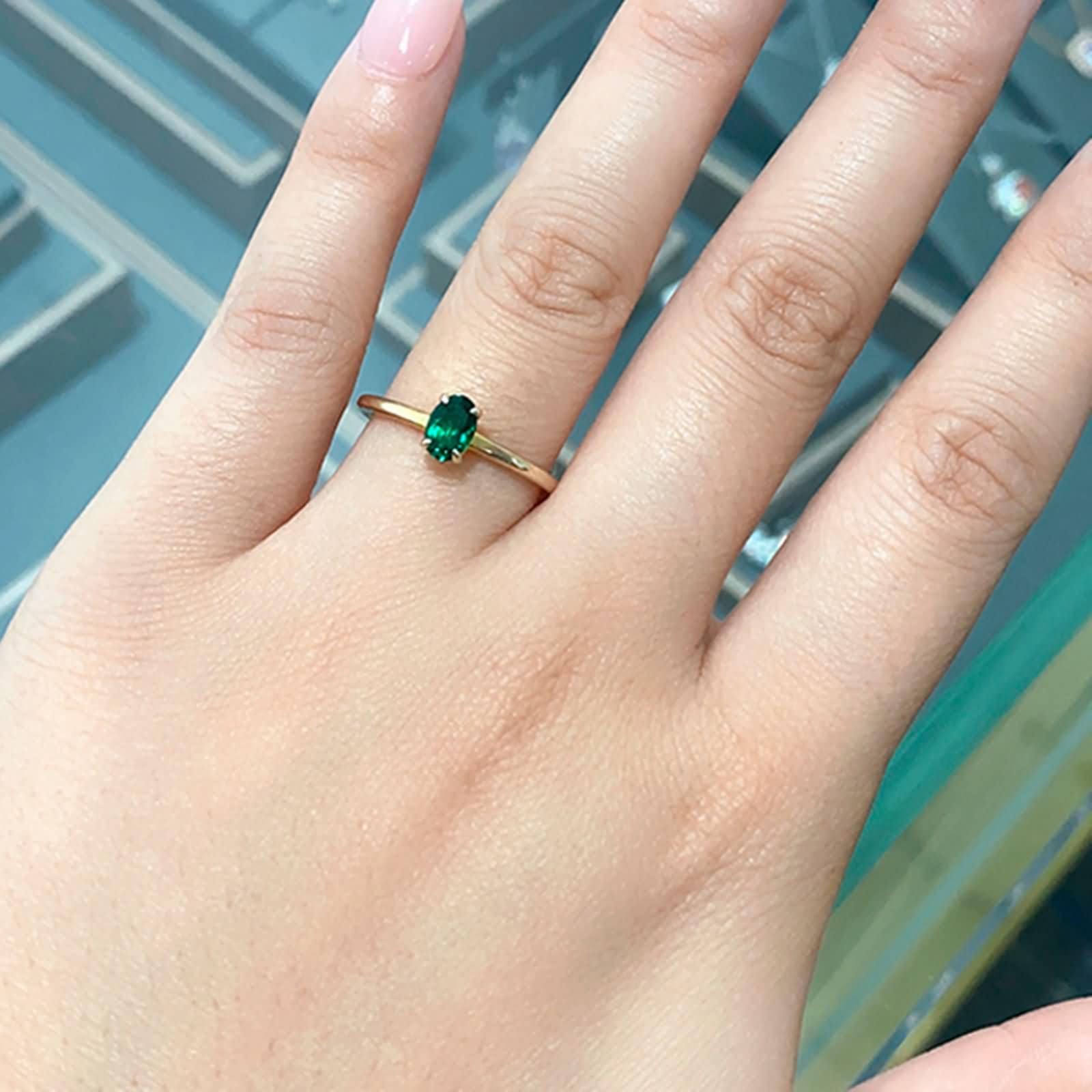 Anillos de Mujer Compromiso Oro 9K / 14K / 18K, 4 Garras Oval con Rubí de 0,5 ct y Moissanita, Anillo de Eternidad Oro Mujer