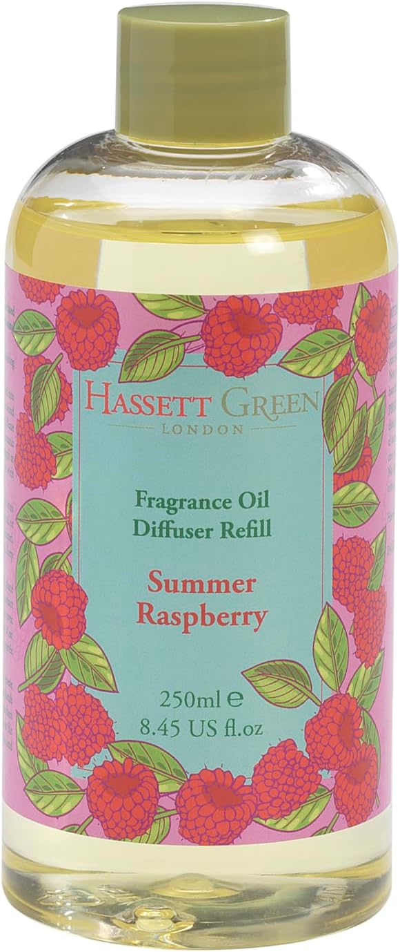 Hassett Green London - Summer Raspberry - Fragrance Oil Reed Diffuser Refill - Larger Size 250ml Bottle