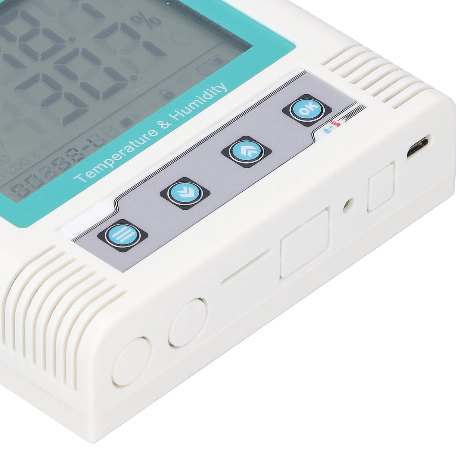 Registrador de Temperatura Digital con Sensor de Alta Precisión para Monitorear Datos de Humedad en Laboratorios y Talleres - ABS, 120 X 113 X 33 Mm (Conjuntos de datos de 26W)