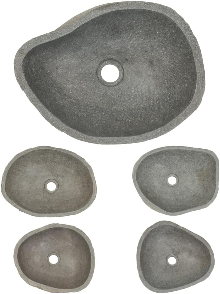 Bathroom Vessel Sink Oval Wash Basin River Stone for Hotel Art Basin, Above Counter Oval Washbowl Bathroom Lavatory Hotel Bowl Basin 14.6"-18.1"(B)