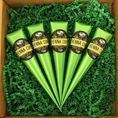 The Henna Guys 100% Natural Ready to Use Henna Cones Paste Hair Dye - Perfect for Spot hair coloring (5 Pack)