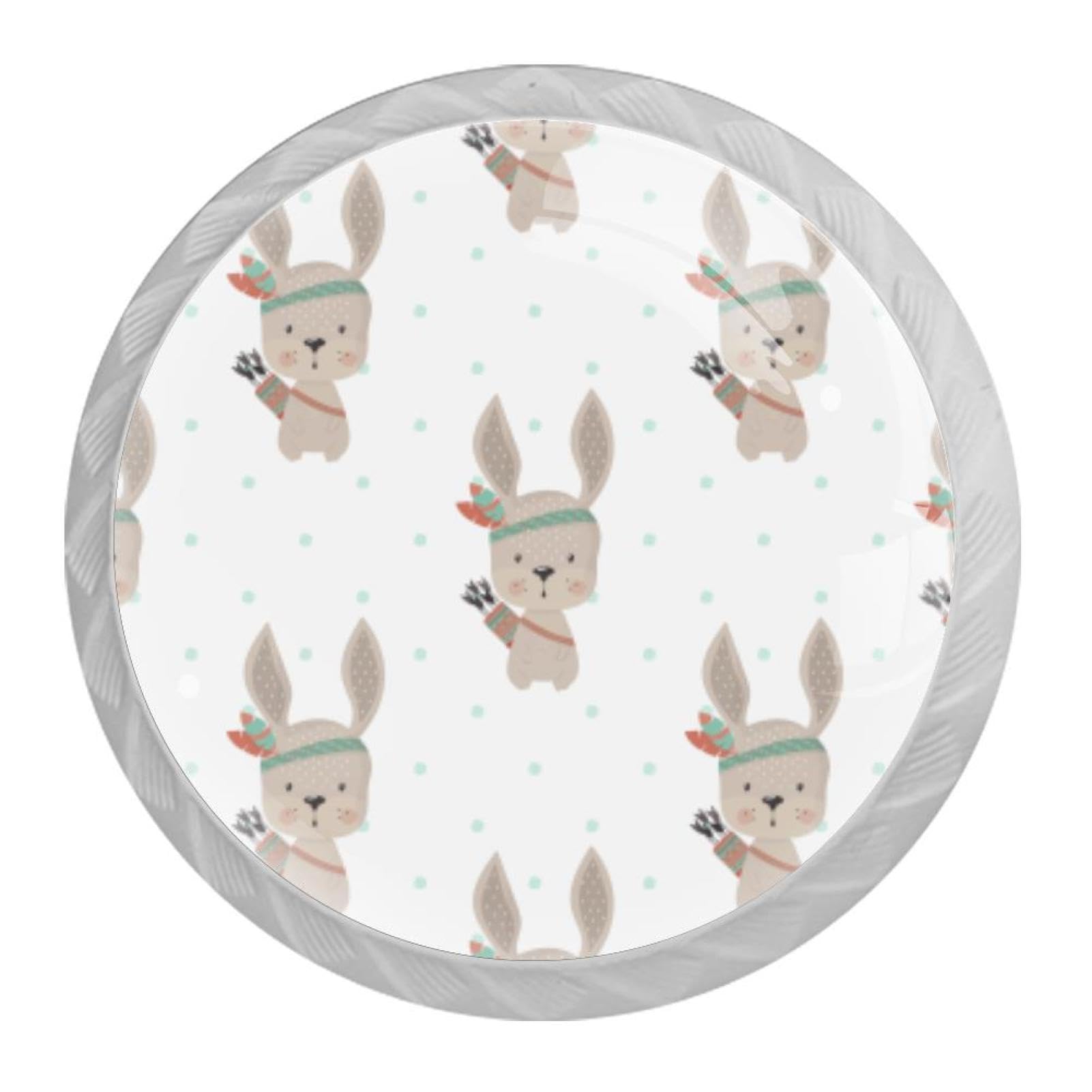 Tqmspg Multi17 4 Pieces Drawer Pulls Bunny Rabbits Door Knobs Dresser Handles For Kitchen Wardrobe Cupboard Hardware Furniture