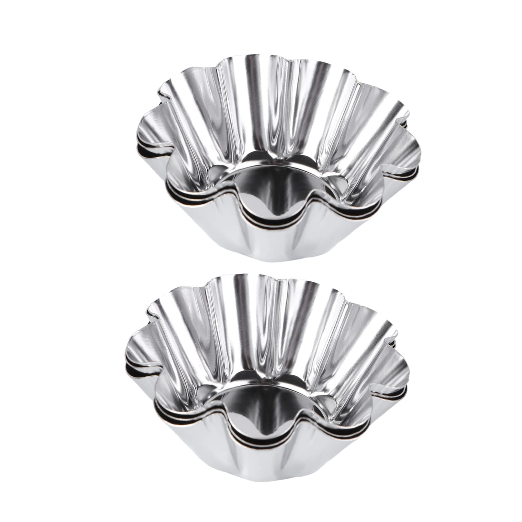 VICASKY 6Pcs Stainless Steel Flower Tart Pans Reusable Baking Cup Mold for Cupcakes and Egg Tarts Non Stick Design for and Cleanup