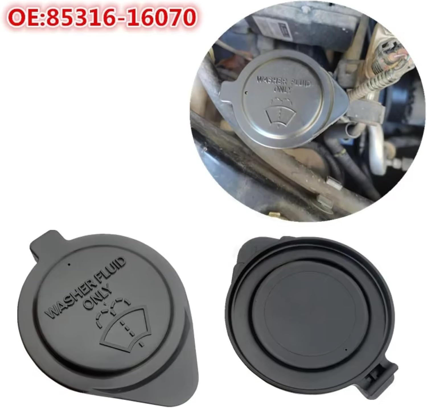 Car Radiator Cap Compatible for Toyota 85386-60050 Car Water Bottle Cap Glass Water Filler Cap Wiper Bottle Tank Cover 85316-16070 85316-34050