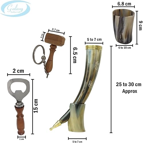 Miniatura 2 de Cuerno de buey vikingo para beber  Jarra  Taza  Taza  Taza para cerveza, aguamiel, vino, vaso de chupito, abridor de botellas  100% libre de fugas