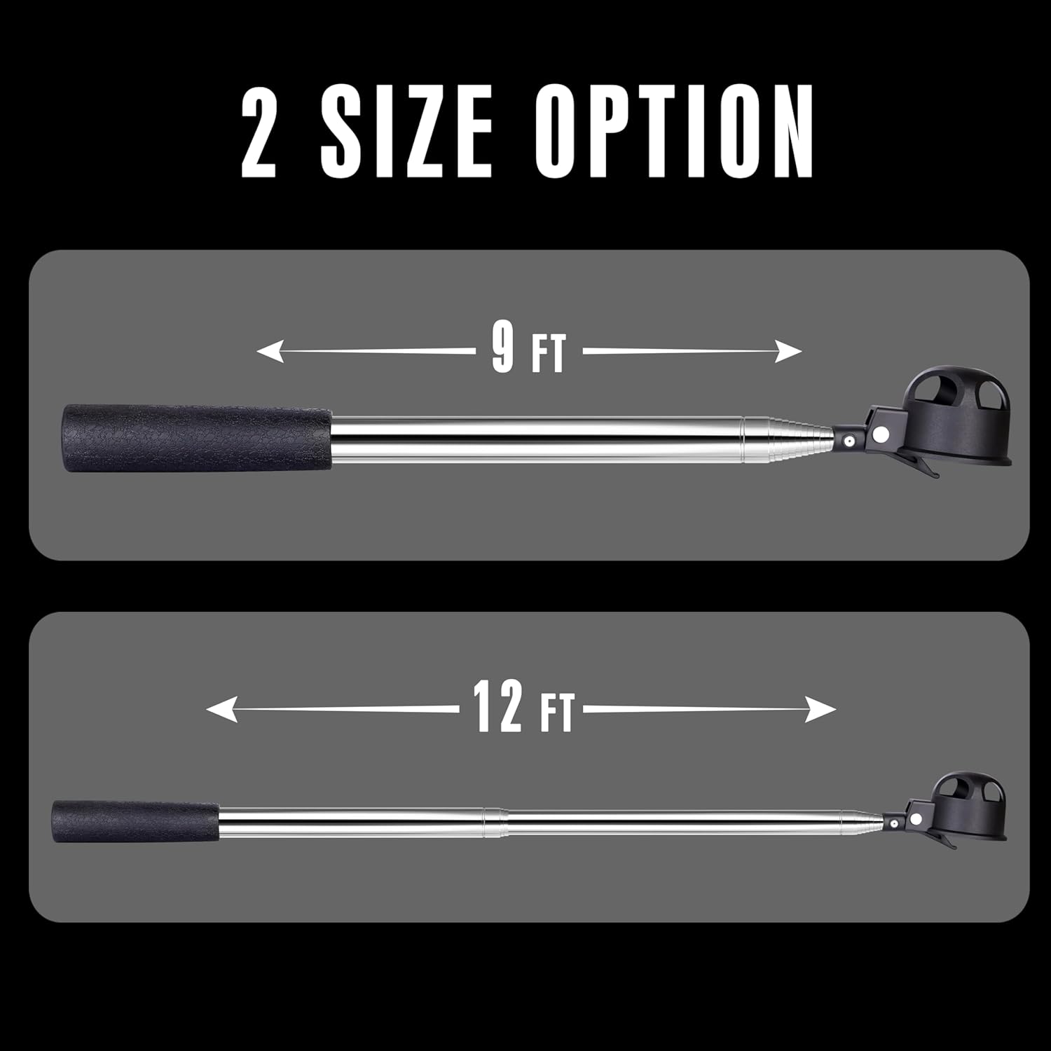 Pro Auto-Lock Golf Ball Retriever, Golf Ball Retriever Telescopic for Water 9Ft/12Ft/14.5Ft/16.3Ft with Heavy-Duty Stainless Steel Shaft & Non-Slip Rubber Grip