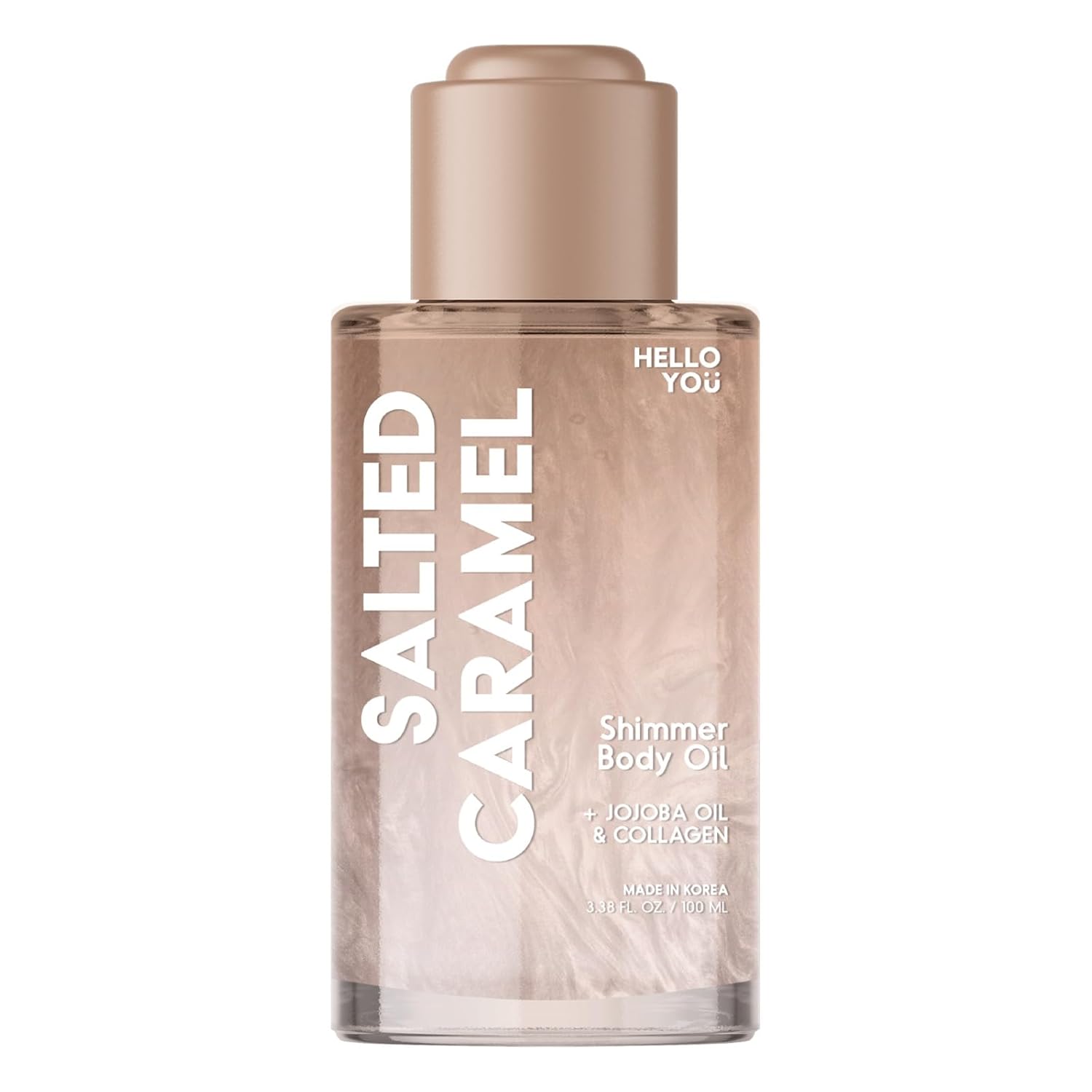 Hello You Jojoba Oil & Collagen Shimmer Body Oil – Dermatologist Tested, Anti Aging, Korean Skin Care – Firming Glow, Hydrating Moisturizer with Salted Caramel Scent – Vegan Clean Beauty – 3.38 Fl Oz