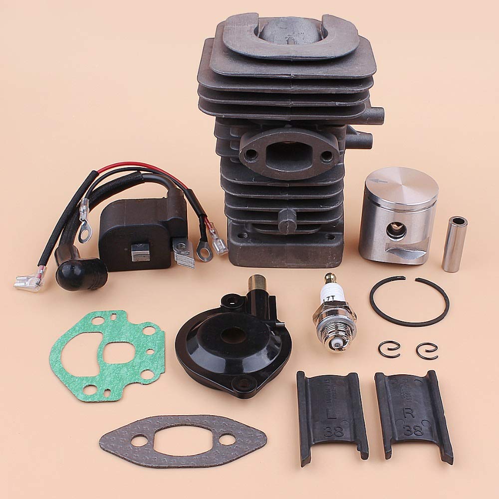 Tiempo Beixi 39mm Cilindro Pistón Bobina de Encendido Kit de Bomba de Aceite Compatible con Husqvarna Reconstruir 236 240 235 Motosierra Motor de Piezas de Repuesto # 545 05 04 17
