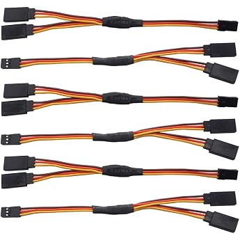 GTIWUNG 6 St ck Servo Y-Kabel 22AWG 60 Kerne Premium RC Servo-Verl ngerungskabel 6/150mm 1 auf 2 Kabel Extension 3 Pin JR Stecker Verl ngerung auf RC Flugzeug