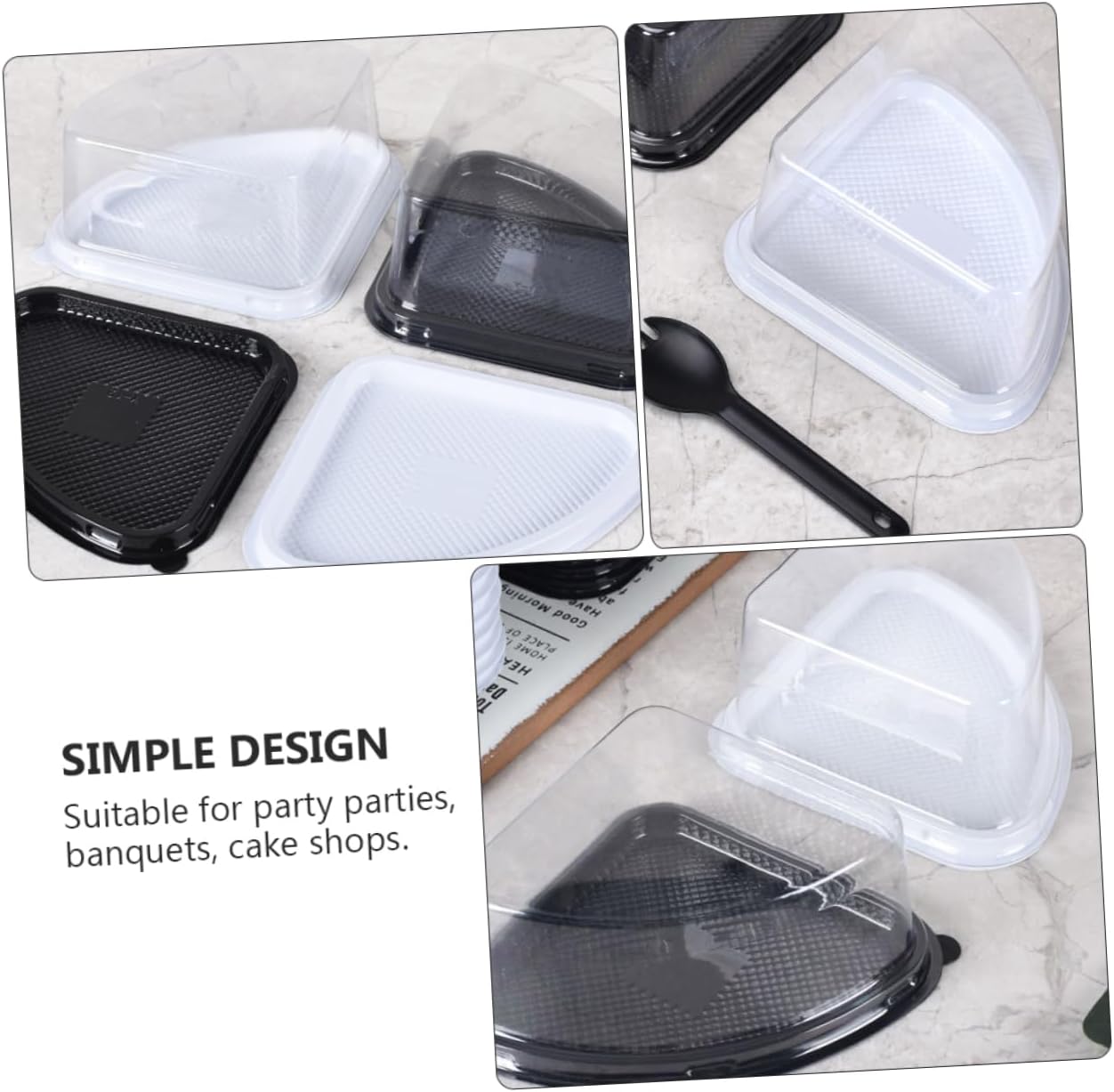 50pcs Fan Shape Cake Packaging Box PET Black for Parties