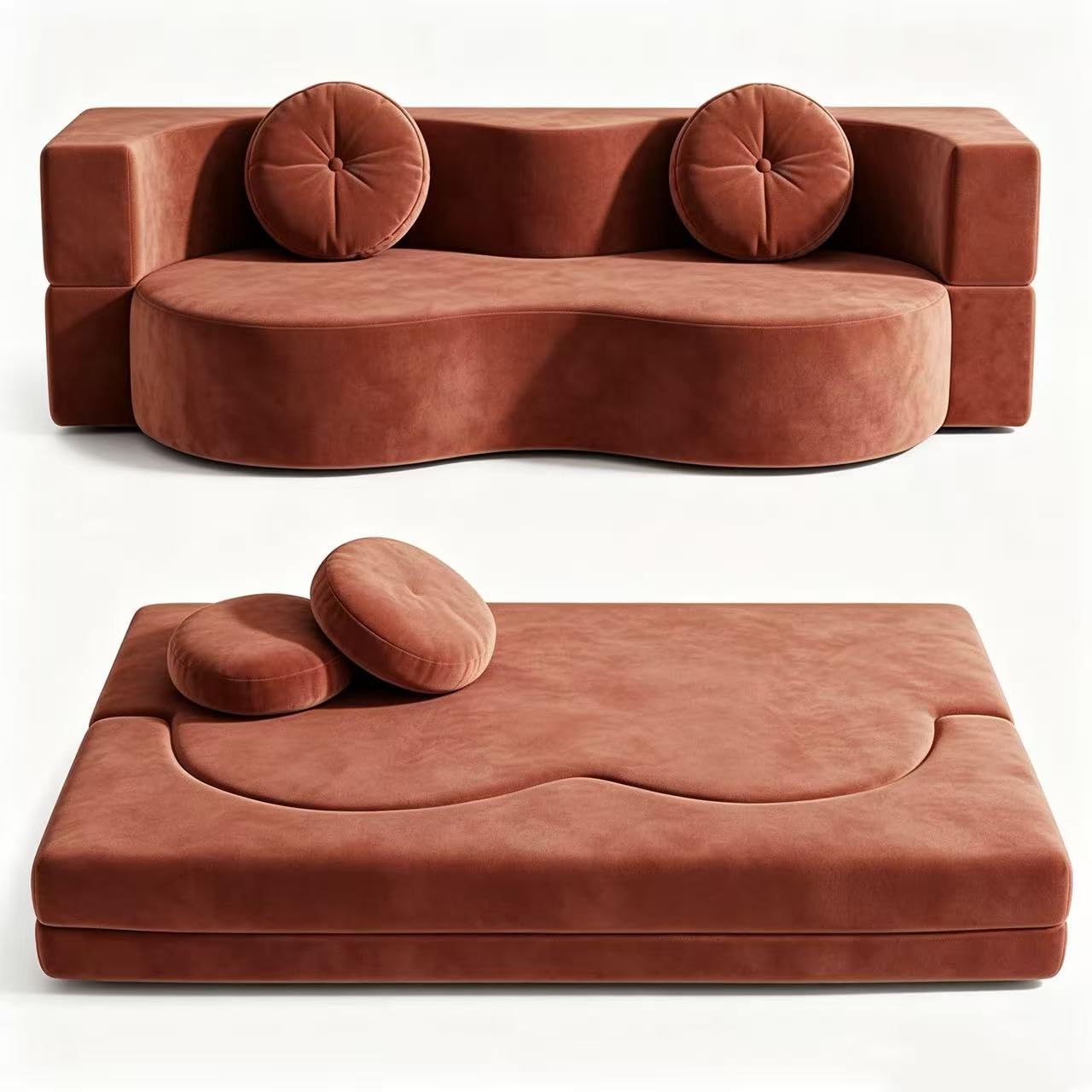 compressé canapé Convertible canape lit 2 Places Convertible，Rouge：150x100cm