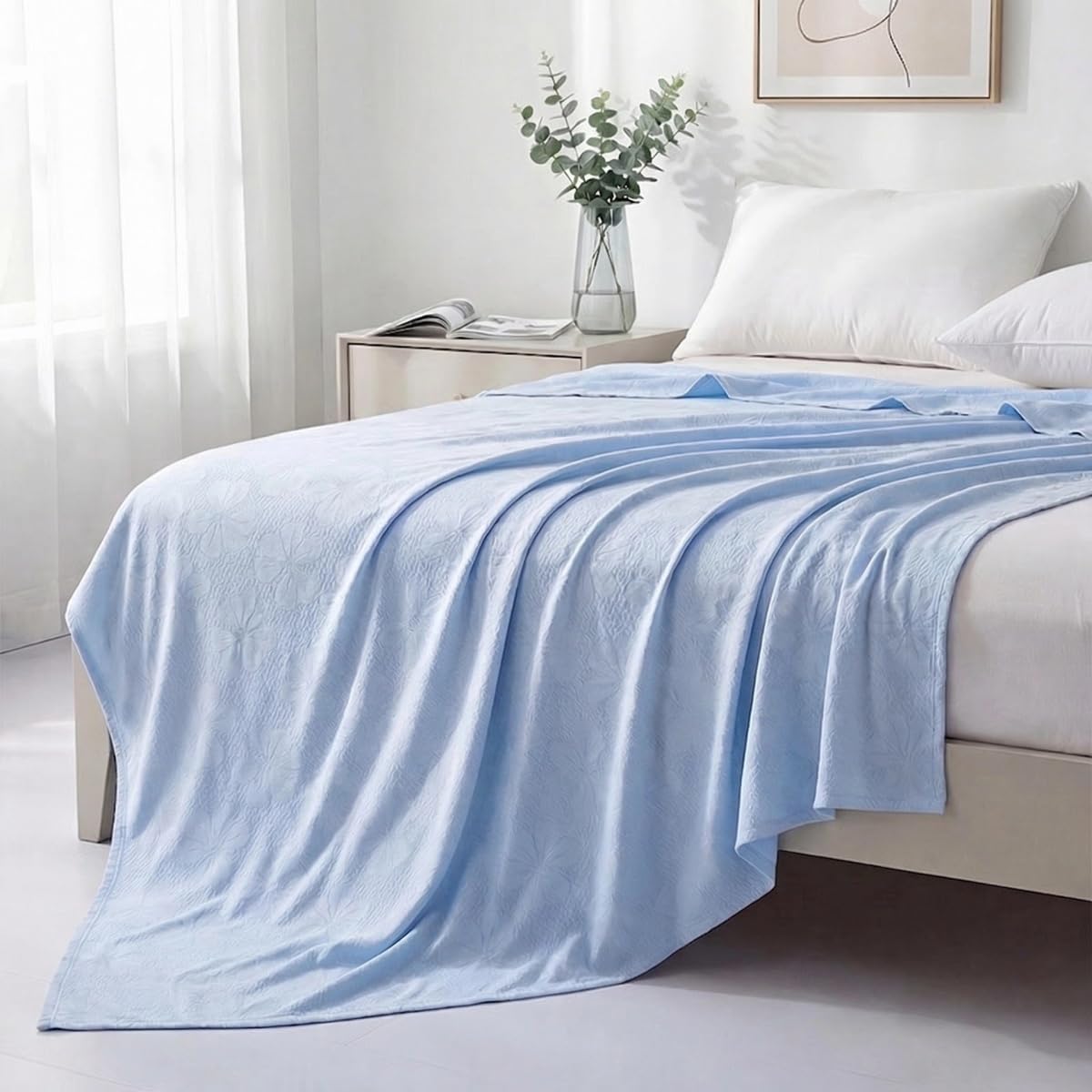 JvFbjLF Cooling Blanket – Jacquard For Hot Sleepers(Blue,180x200cm)