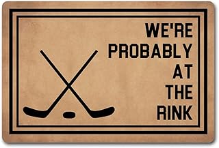 Funny Welcome Entray Rug Indoor Home Decor Door Mat 30x18 in We're Probably at The Rink Doormat for Entrance Way Indoor Personalized Front Yard Decor Mats No Slip Rubber Kitchen Rug and Mats