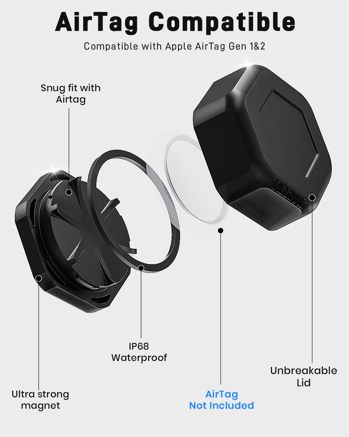 Lot de 4 supports magnétiques pour Airtag, étui magnétique Tagginnc étanche, compatible Airtag