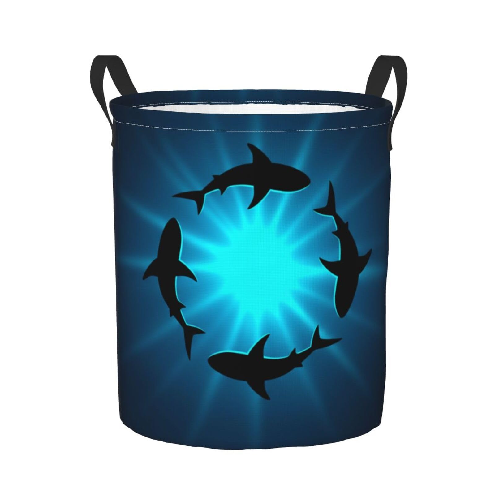 Cesto Para Ropa Tiburones Silueta Oscura Océano Bolsa De Lavandería 40X50Cm