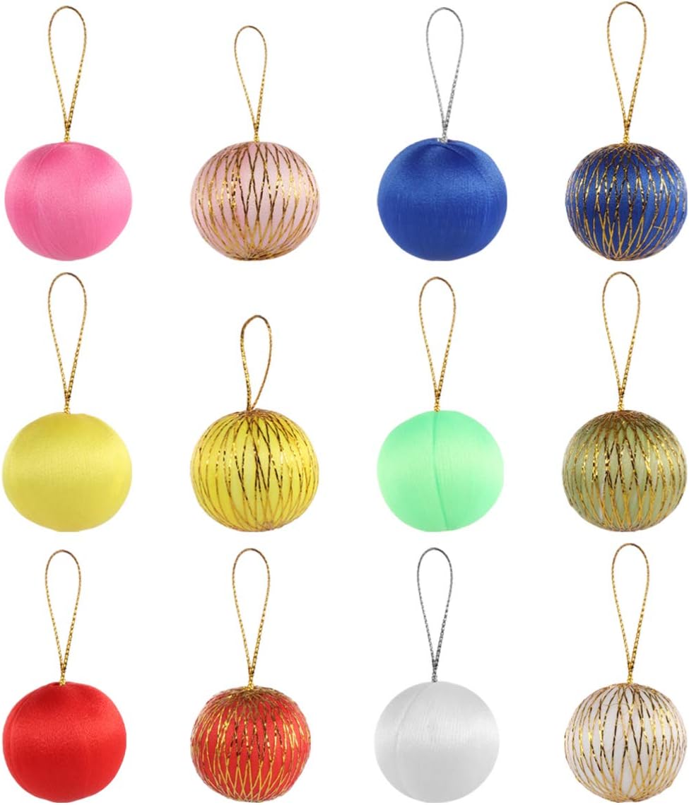 HEALLILY 48pcs Satin Balls Christmas Ball Ornaments