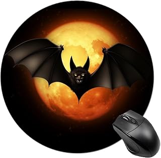 Halloween Bat Mouse Pad with Non-Slip Rubber Base Personalized Round Mouse Mat Nice and Cute Gaming Mousepad for Computers Home Office Desk Decor Accessories