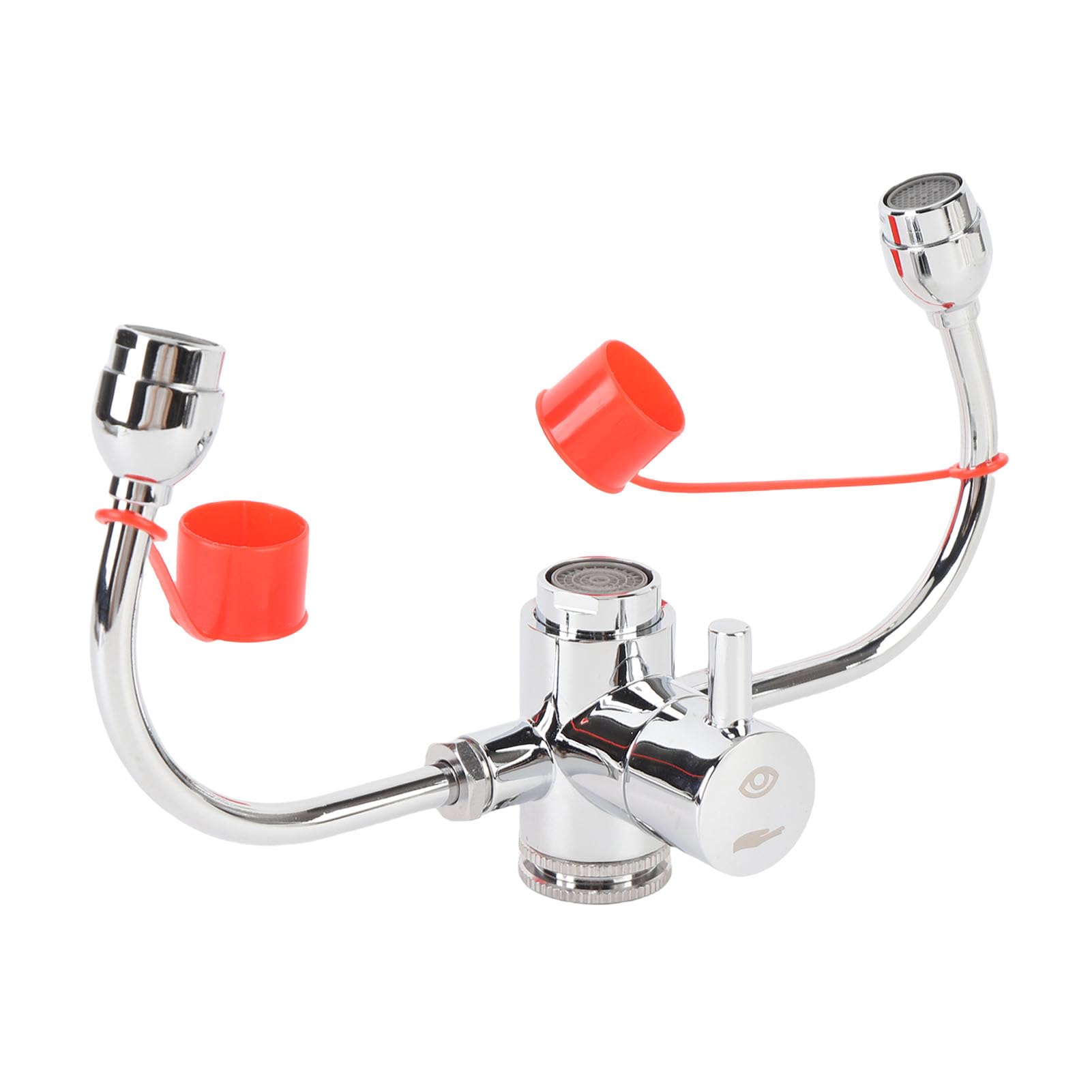 Wasserhahn Montierte Augen Wasch Station mit Abdeckung, Einstellbarer Wasserfluss und 360 ° Rotierender Erste-Hilfe-Notfall-Augen Wasch Station Waschbecken-Aufsatz-Kit mit 3