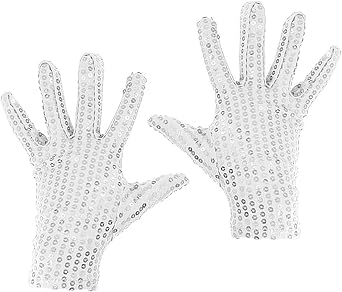 Sparkly Sequin Gloves - Unisex Silver Glitter Dance Gloves for Skating & Cosplay