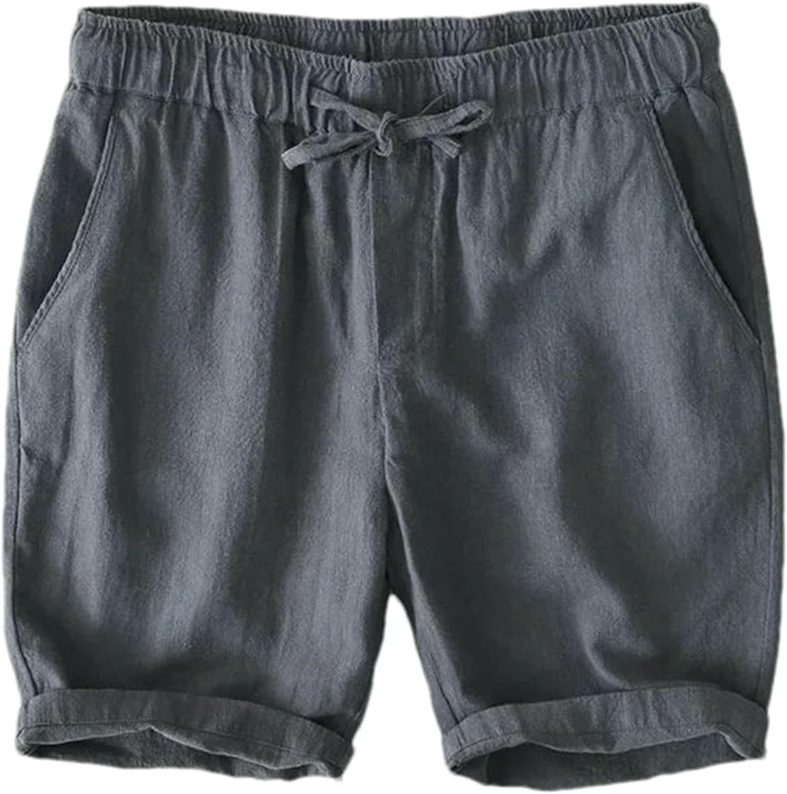 Cotton Linen Shorts for Men Summer Loose Beach Holiday Man Casual Drawstring Shorts