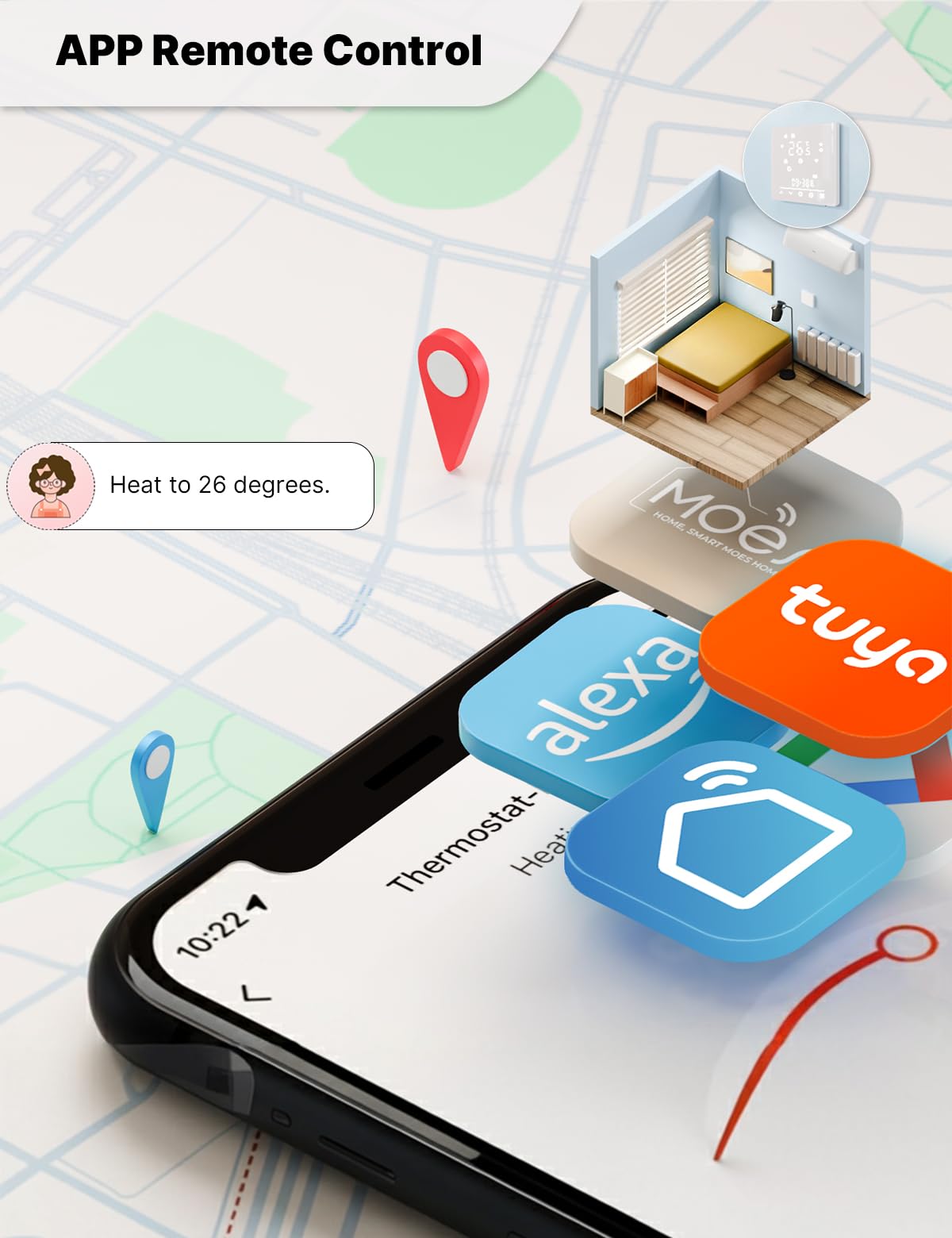 MOES Smart Thermostat Fussbodenheizung Elektrisch, Raumthermostat Fußbodenheizung WLAN Programmierbare Kompatibel mit Alexa/Google Home,Smart Life/Tuya App