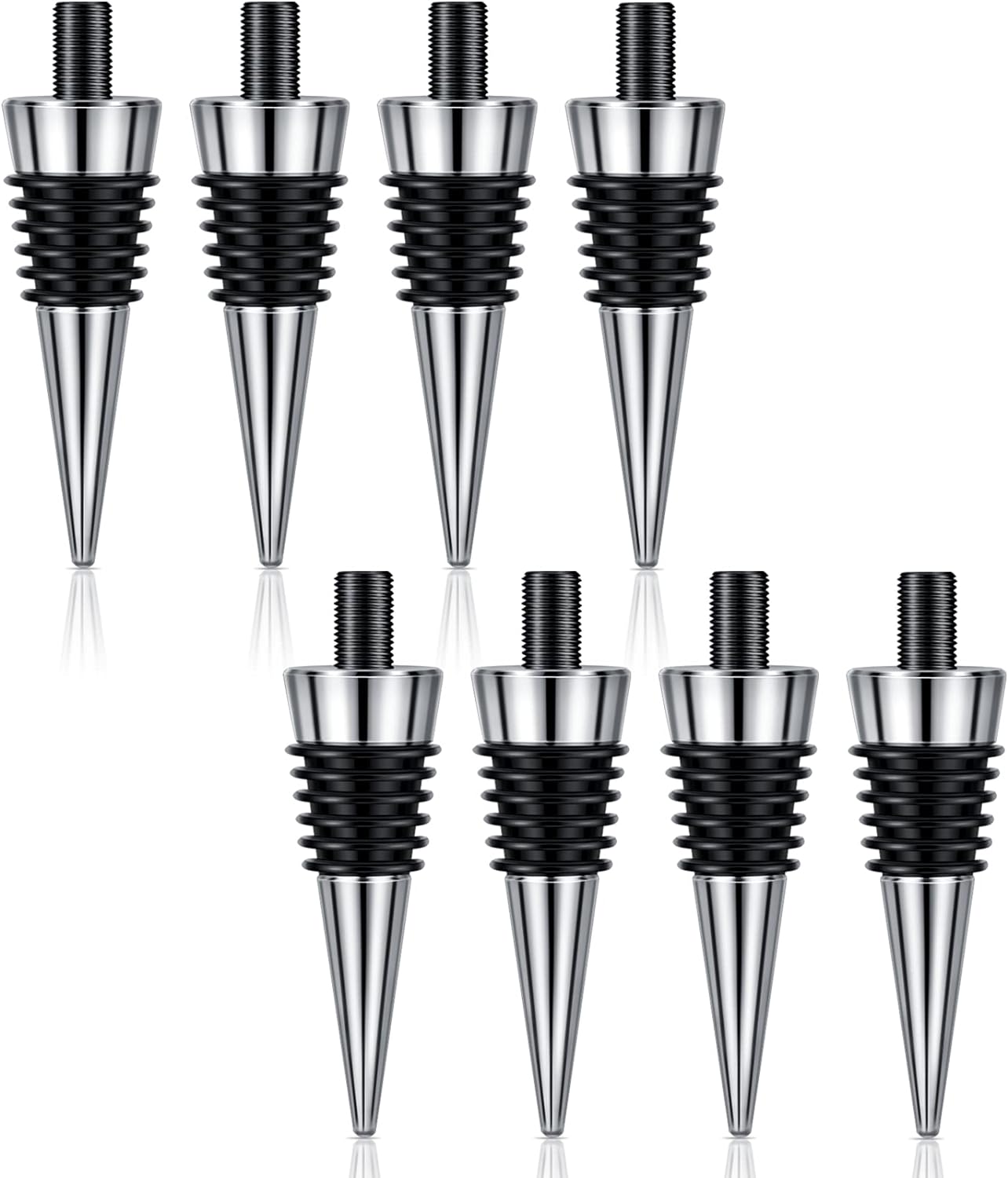 Honeydak 8 Pieces Metal Bottle Stopper Blank Stainless Steel Wine Bottle Stopper Kit Reusable Wine Saver Corks Hardware for Wedding Party Bar Turning