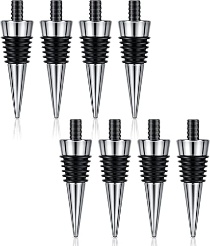 Honeydak Tapón de botella de metal de 8 piezas, kit de tapón de botella de vino de acero inoxidable en blanco, reutilizable, para guardar vino,