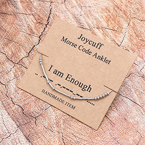 Joycuff Motivational Morse Code Anklets For Women Inspirational Encouragement Christmas Birthday Graduation Gifts For Her Friends Daughter Wife Girlfriend Secret Message I Am Enough Jewelry #TOP2