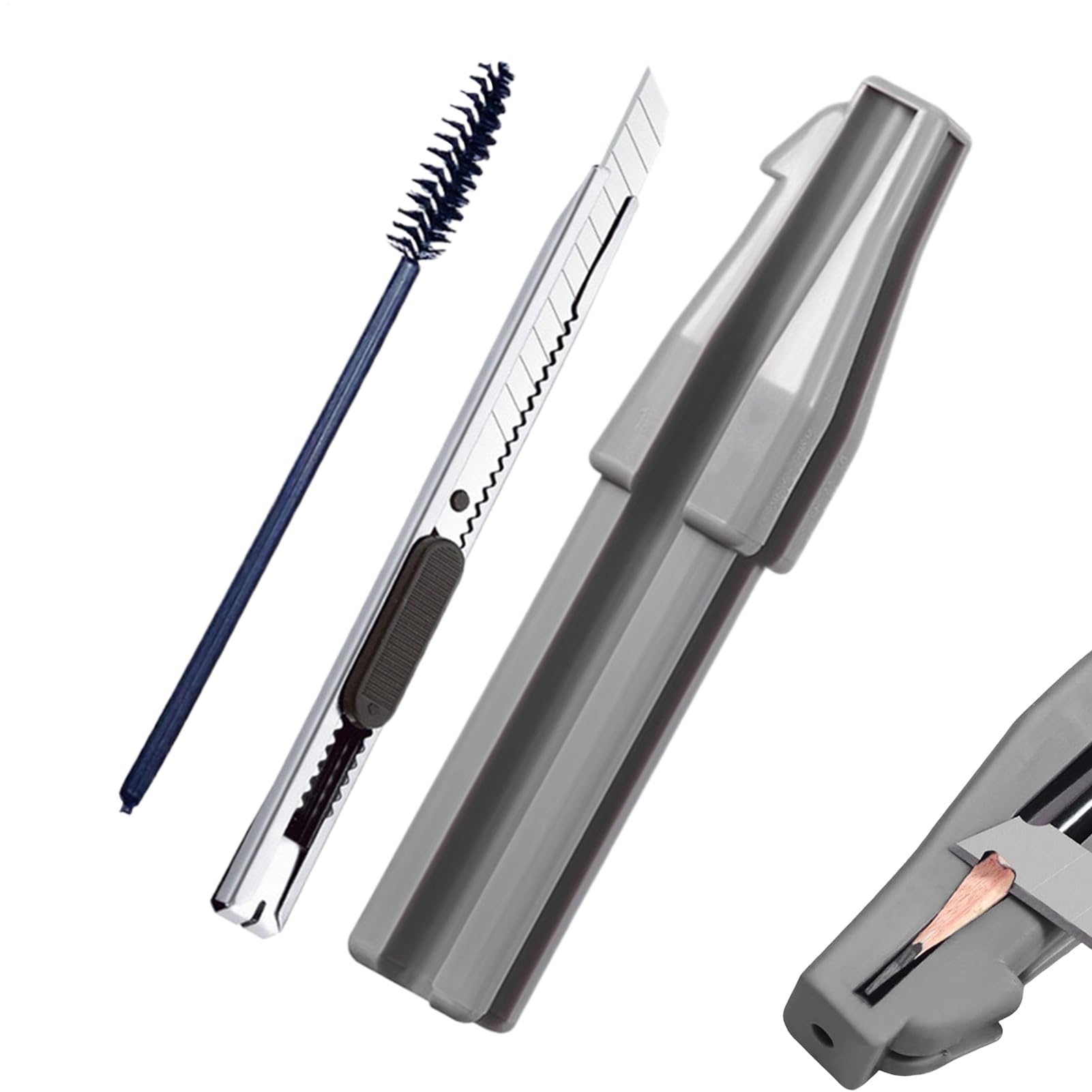 Eyebrow Pencil Sharpener, Manual Cosmetic Tool with Brow Brush and Cutter, Precision Makeup Sharpener for Women, Beginners and Professional Beauty Care at Home or Salon