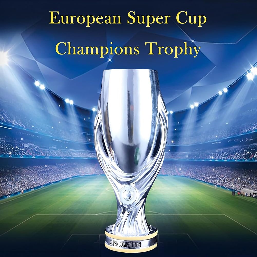 TIANXIE Trofeo della Supercoppa Europea Campioni di Calcio Trofei della Lega in Resina Replica Europea Club Trofeo d'Arte Ricordo del Tifosoa Coppa del Mondo/Super Cup Regalo Collezionismo,44cm