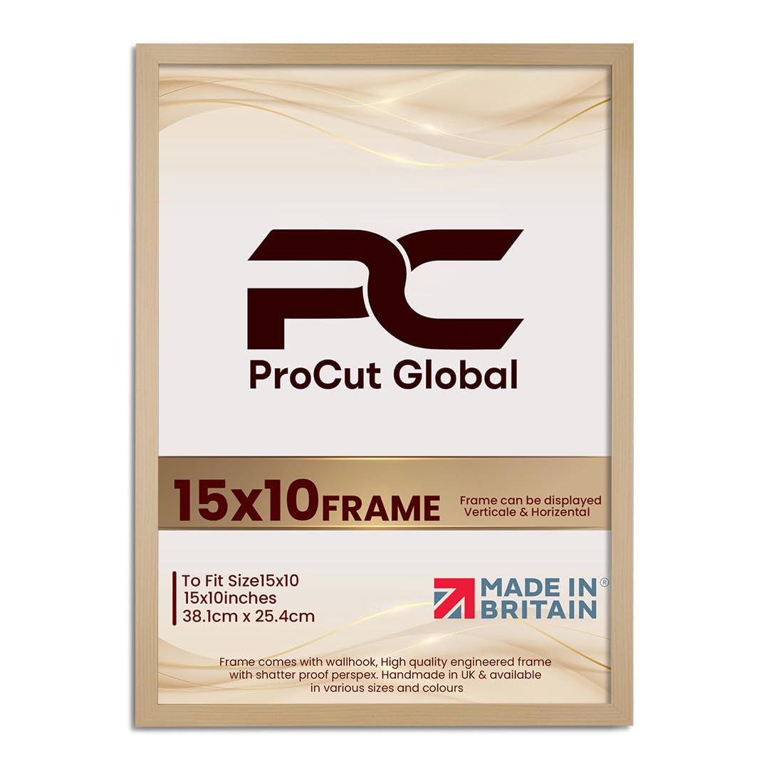 Procut Global 15X10 Country Pine Picture Frames - Modern Wooden Photo Frame with Shatterproof Perspex for Wall or Tabletop - Perfect for Posters, Certificates, Prints - Sizes & Colors Available