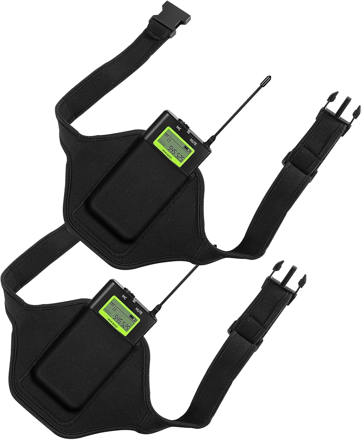 Mic Fitness Belt, Vertical Transmitter Carrier Pouch Adjustable Belt Black Elastic Microphone