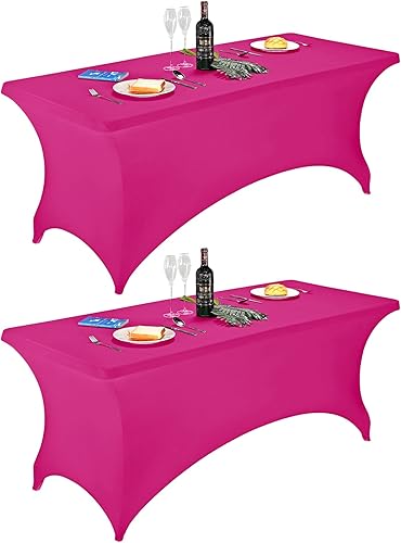 Miniatura 280 de FORLIFE Paquete de 6 manteles de elastano, de ajuste universal para mesas rectangulares de 6 pies, para patios, bodas, banquetes, fiestas