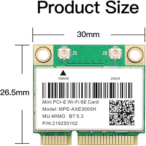 Miniatura 7 de WiFi 6E Half Mini PCI-E Tarjeta de red WiFi 802.11AX AC MPE-AXE3000H 2.4GHz 5GHz 6GHz 5400Mbps Tarjeta inalámbrica BT5.2 MU-MIMO Mini PCIe Wi-Fi 6E