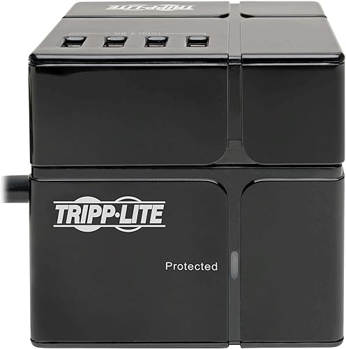 Miniatura 29 de Tripp Lite TLP66USB - Torre protectora de sobretensiones con puertos USB, 1200 julios, 5 tomas, 3 puertos USB, cable de extensión trenzado