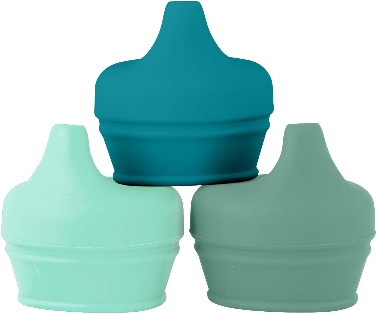 Boon Snug Silicone Sippy Cup Lids - Convert Any Kids Cups or Toddler Cups into Soft Spout Sippy Cups - Toddler Feeding Supplies and Travel Essentials - Green - 3 Count