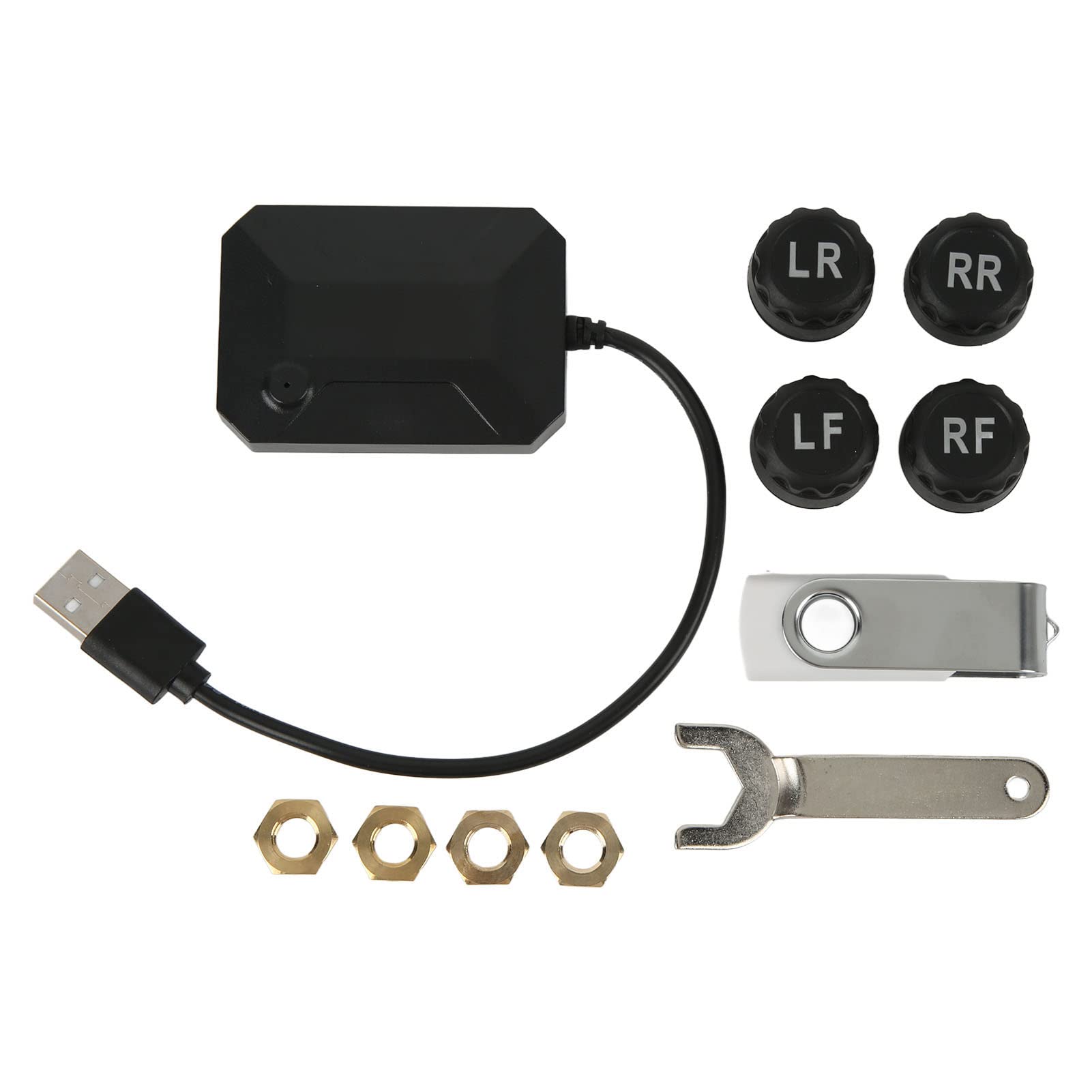 USB TPMS, DC 5V Facile da Leggere di Monitoraggio Sicuro della Pressione dei Pneumatici Ad Alta Precisione Lunga Distanza di Ricezione con 4 Sensori per Android