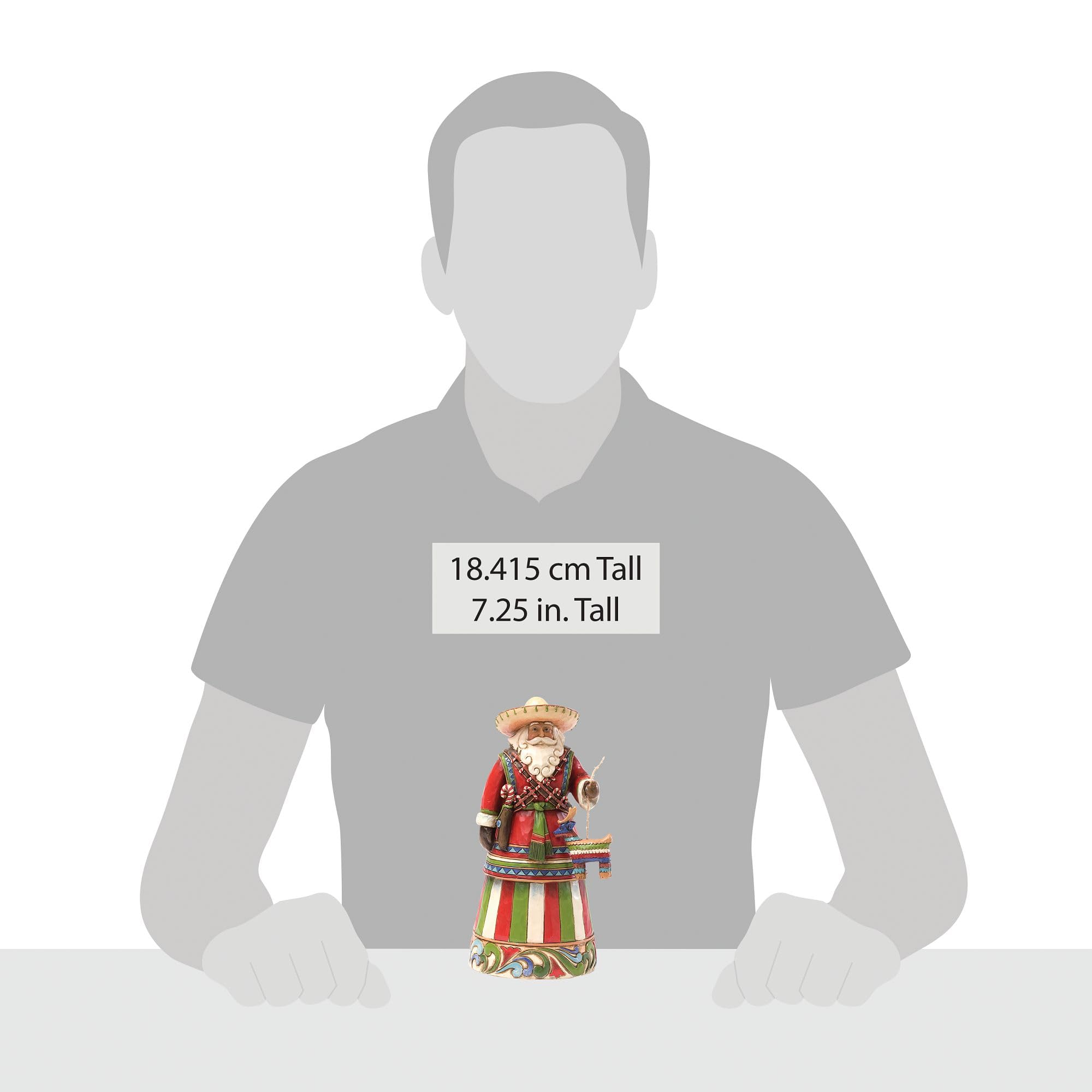 ENESCO Jim Shore Heartwood Creek - Statuetta Messicana in Resina di Babbo Natale, 18,4 cm, 18,4 cm, 19 cm, Multicolore