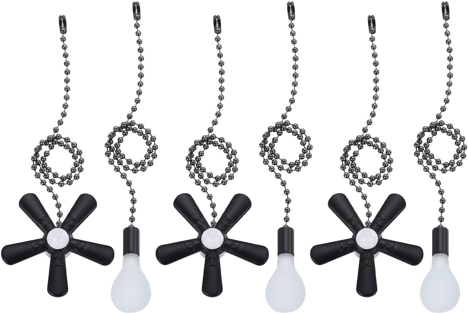 Home and Garden Parts 13 Inch Ceiling Fan Pull Chain Sets 6 Pcs Fan Chain Extender Black #CN/251024/02103
