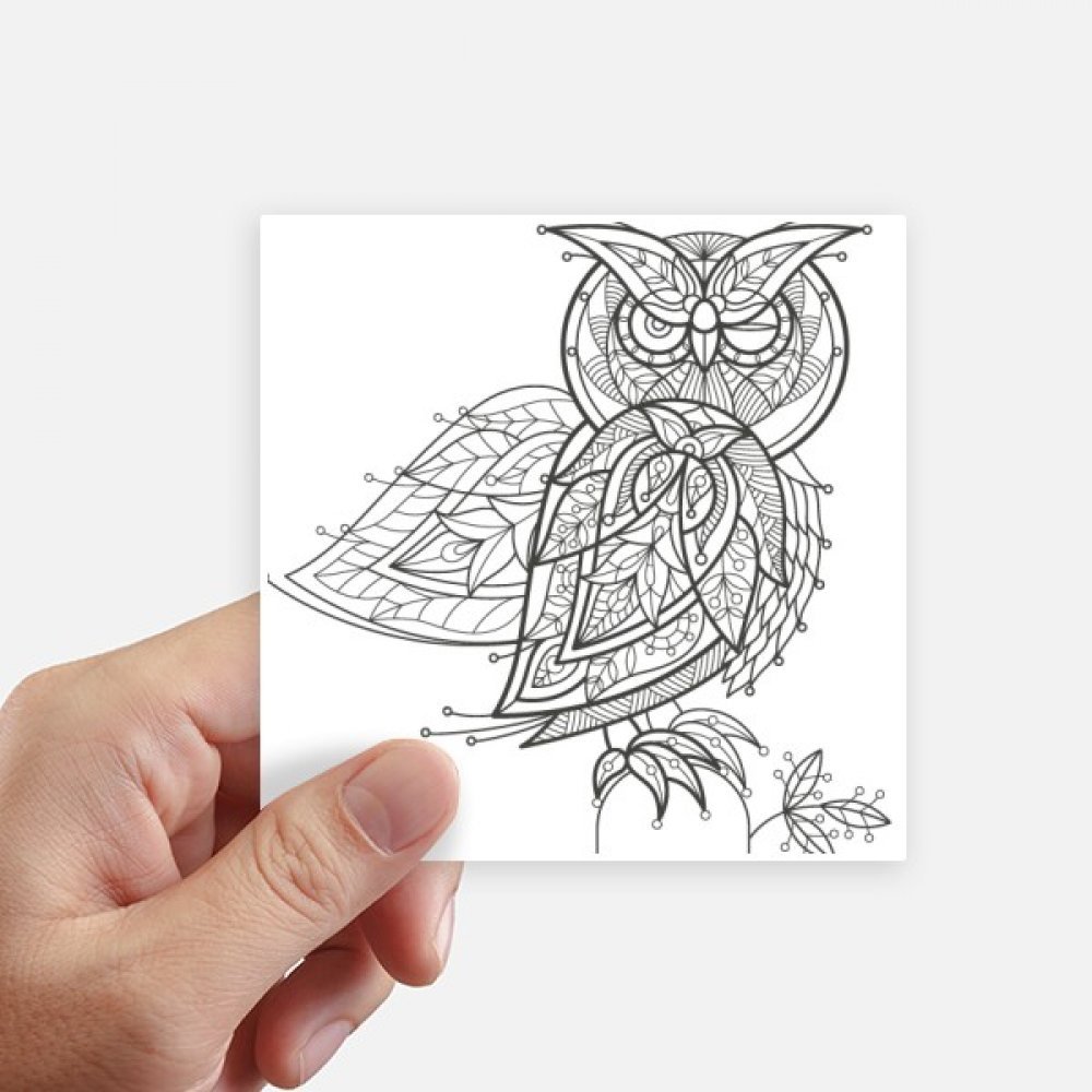 Autocollant oiseau multicolore carré 10cm avec motif ligne noire pour déco 8Pcs