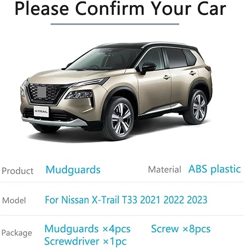 Miniatura 3 de Accesorios de carrocería para automóviles, 4 guardabarros delanteros y traseros para Nissans X-Trail XTrail Rogues T33 2021  2023 guardabarros