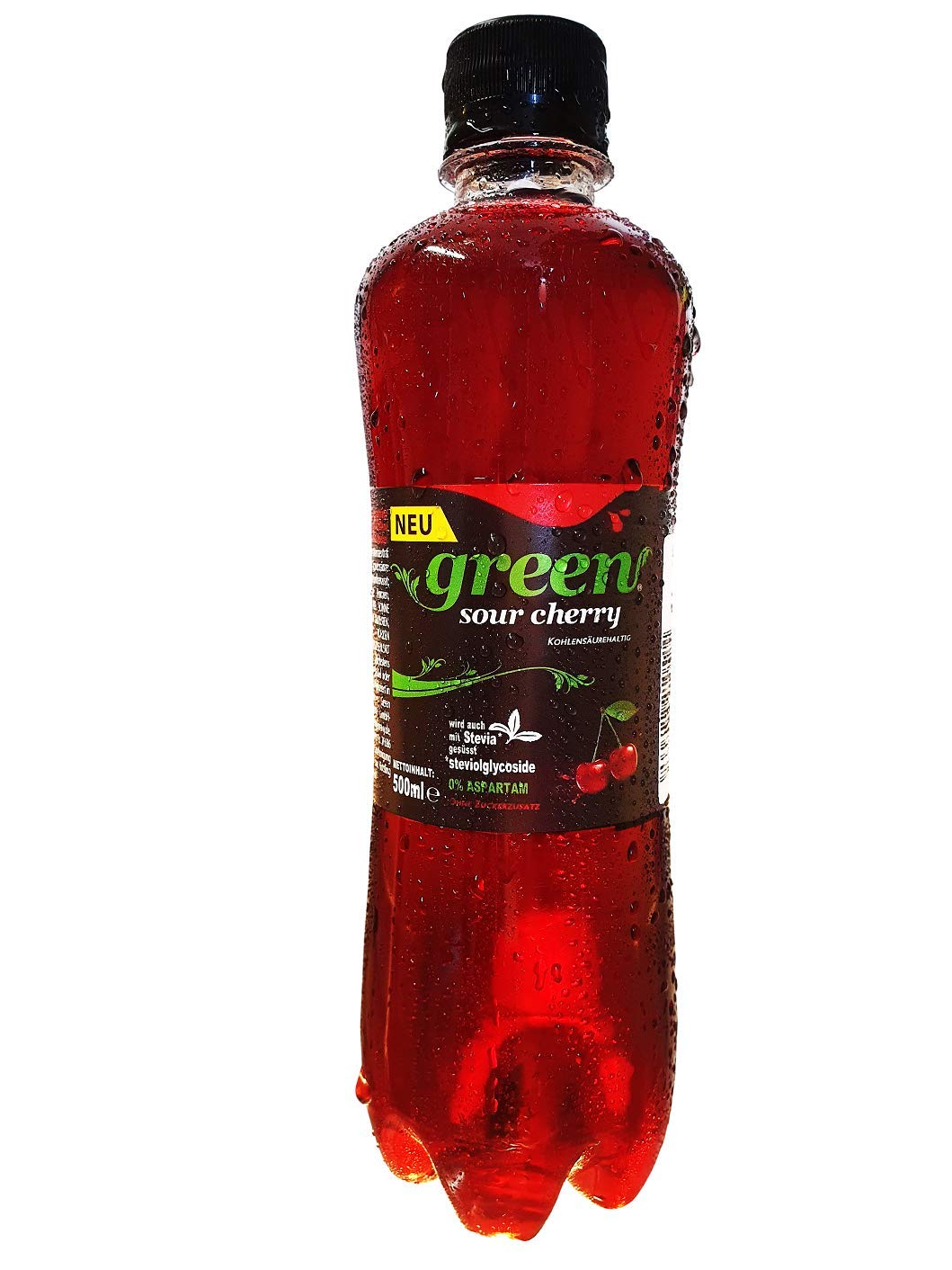 Green Sour Cherry   Including Deposit 0.5 L Cherry Stevia No Sugar Buxtrade 6 Bottles
