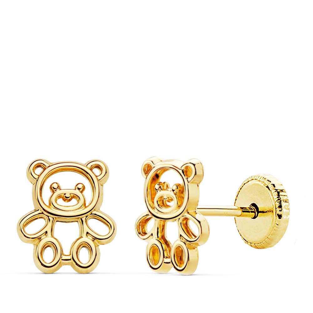 Alda JoyerosPendientes Niña Osito Oro Amarillo 18K 7mm