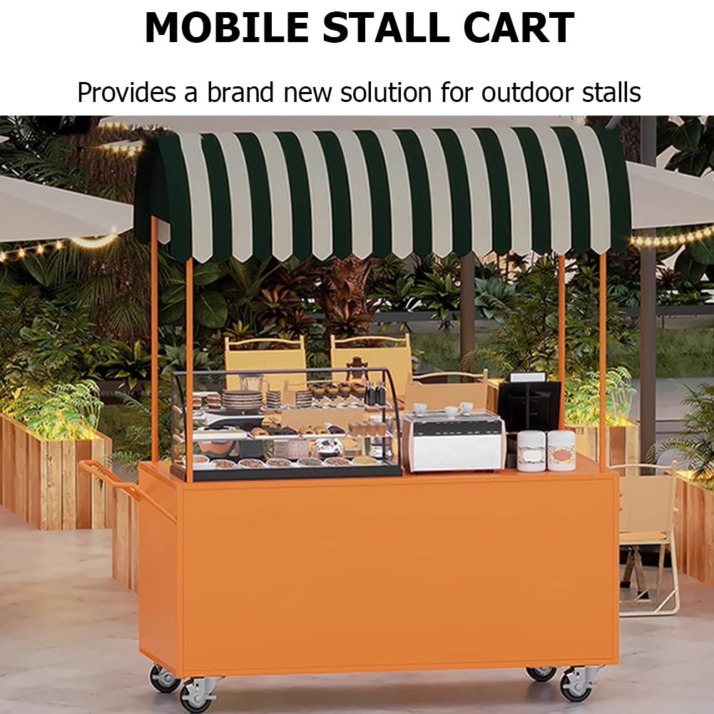 le Carrello per alimenti con ruote bloccabili, espositore in ferro per mercati, portatile, per catering, bancarella alimentare per eventi e festival
