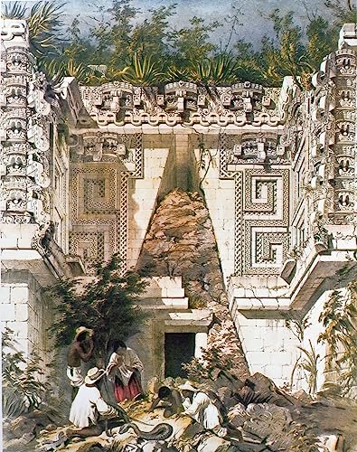 Poster Uxmal Yucatan Mexique Frederick Catherwood impression sur toile 50x70cm sans cadre